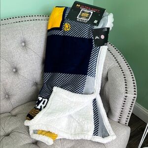 Wolverine Ultra Soft Sherpa Throw with Blue and Yellow Plaid